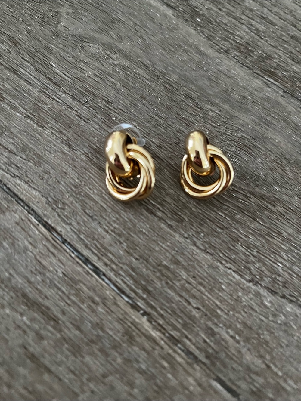 Gold Double-Ring Drop Earrings - Women Jewelry